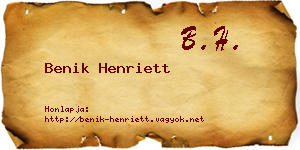 Benik Henriett névjegykártya